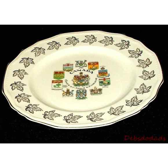 Canada Souvenir Plate Coats of Arms Alfred Meakin Ivory Gold Vintage Collectible - Picture 6 of 6